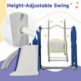 thumbnail image 4 of 5 in 1 Toddler Swing and Slide Set with Climber, Kids Playground Climber Slide Playset with Safety Belt, Armrest, Basketball Hoop, High Adjustable Baby Swing Set for Indoor Outdoor Backyard, Blue, 4 of 10