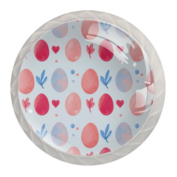 4 Pcs Watercolor Eggs Knobs for Kitchen Cabinet Cupboard Dresser Bookcase Drawer Pulls Handles Round Home Decor