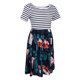 thumbnail image 1 of Vestido a rayas de manga corta con estampado floral a rayas de mujer con bolsillos m 5 # METRO Sunnimix Vestido a rayas con estampado floral, 1 of 8