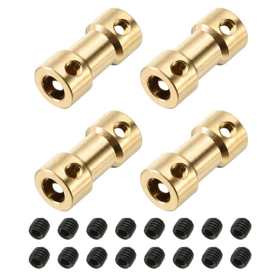 Uxcell 4Pcs 5mm to 5mm Brass Shaft Coupling Joint Connector with Screws for RC Model Car