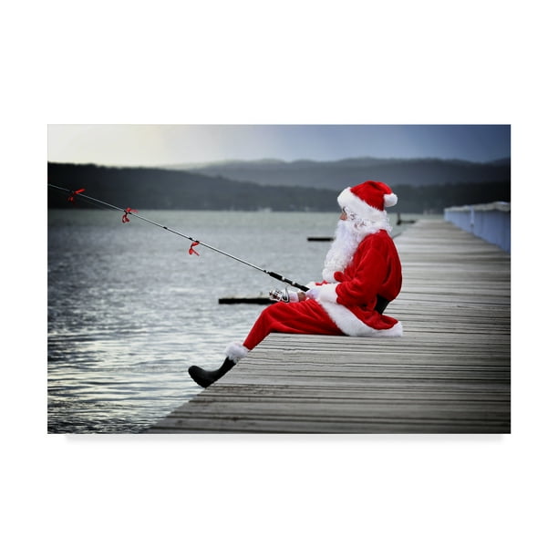 Trademark Fine Art 'Santa Fishing' Canvas Art by Incredi Trademark Fine Art 'Santa Fishing' Canvas Art by Incredi