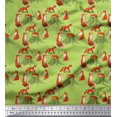 thumbnail image 1 of Soimoi Green Modal Satin Fabric Tree Stump & Fox Animal Printed Craft Fabric by the Yard 42 Inch Wide, 1 of 5