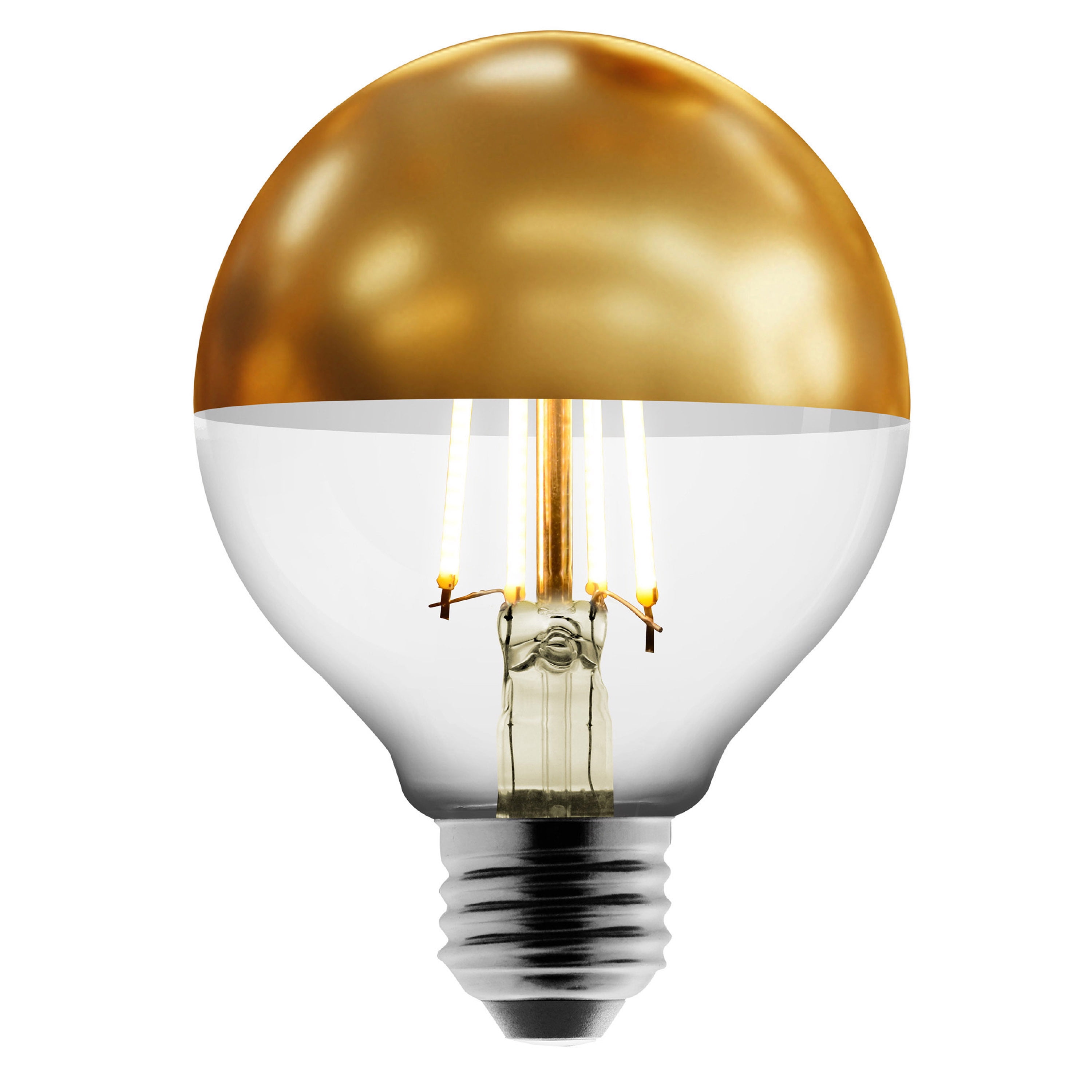 Better Homes & Gardens G25 Gold Dipped Vintage Soft White LED Clear Globe Light Bulb, 60 Watts, Dimmable, Clear Finish - 2 Pack