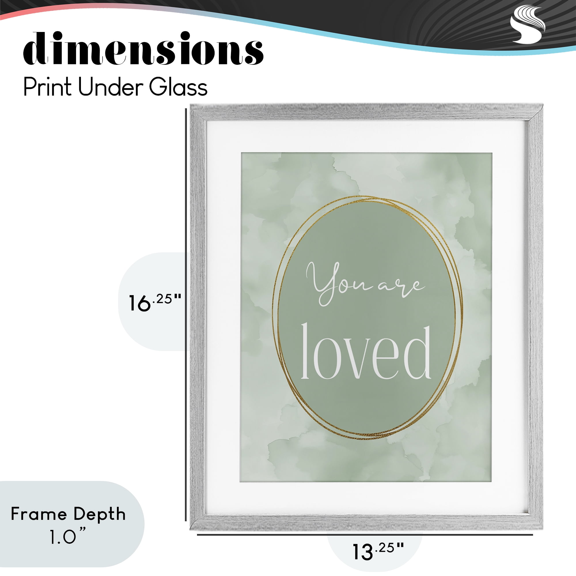 Stupell Industries Green Golden Affirmation Gray Framed Print Under Glass, design by Christine Simpson Art