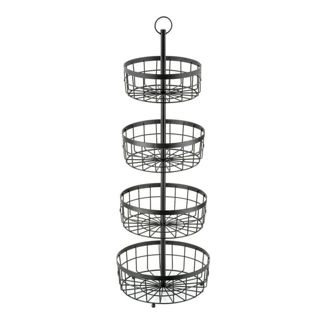 Cesta de frutas de varios niveles, cesta de alambre de hierro con asa, estructura resistente y duradera, cesta para frutas 4 capas