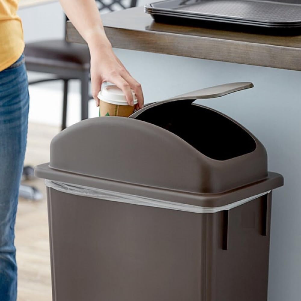 TrueCraftware- 23 Gallon Rectangular Trash Can Lid only 20-1/2" x 11-1/4" x 6-1/4" Brown Color- Wastebasket Garbage Bin Lid Recycling Bin Cover Kitchen Bathroom Bedroom Office Trash Can