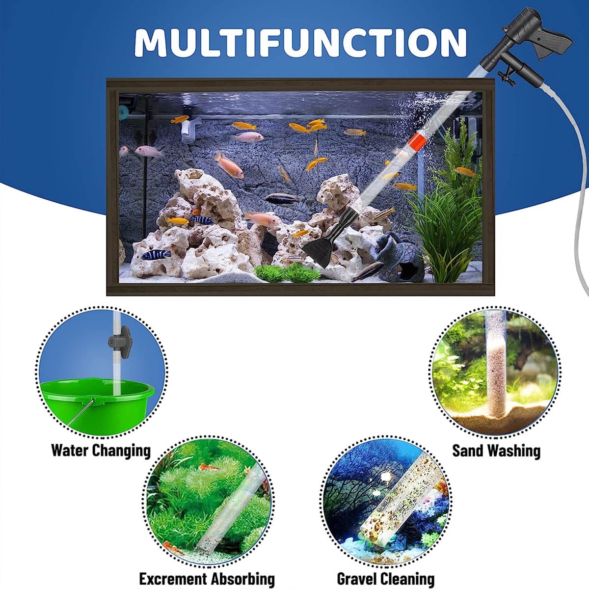 IFCOW 2023 Aquarium Gravel Cleaner Vacuum Fish Tank Vacuum Cleaner Tools Gravel Sand Siphon Vacuum Cleaner