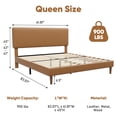 thumbnail image 4 of Frostbloom Queen Size Faux Leather Platform Bed Frame with Adjustable Headboard, Orange Brown, 4 of 9