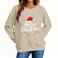 thumbnail image 5 of NSLGXD Womens Graphic Sweatshirt Crewneck Long Sleeve Pullover Merry Christmas Santa Hat Print Casual Holiday Top XS-2XL, 5 of 8