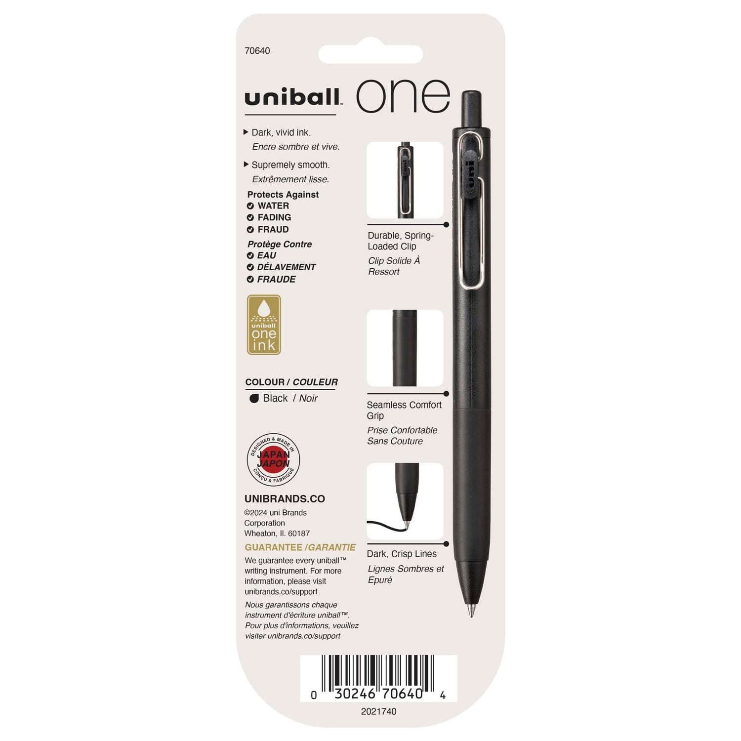uniball™ one Retractable Gel Pens, Medium Point (0.7mm), Black Barrels, Black Ink, 3 Pack