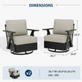 thumbnail image 4 of INTER HUT Urban Anvil 2 Pieces Metal Accent Outdoor Swivel Rocking Chairs, Black/Beige, 4 of 10