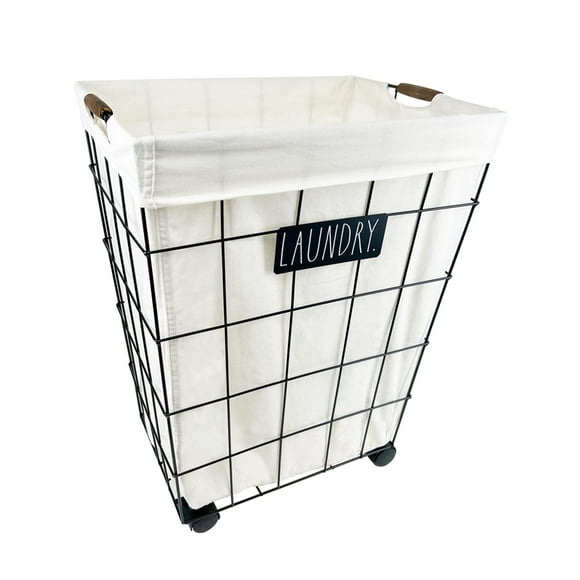 Rae Dunn Panier à Linge Robuste sur Roues - Panier Doublé avec Doublure en Tissu Amovible - par Designstyles