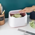 thumbnail image 3 of Bote de basura de mesa pequeño, mini bote de basura de mesa portátil, tapa tipo prensa, soporte para caja de pañuelos de escritorio para el hogar, oficina, cocina, dormitorio, baño, automóvil, blanco BRILLAR Rojo Verde, 3 of 5