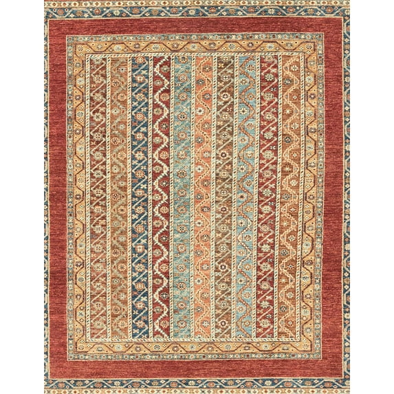 Ahgly Company Indoor Rectangle Abstract Brown Oriental Area Rugs, 7' x 10'