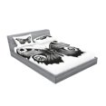 thumbnail image 2 of Ambesonne Black and White Fitted Sheet & Pillow Sham Set, Peacock Butterfly, Full, Black White, 2 of 2