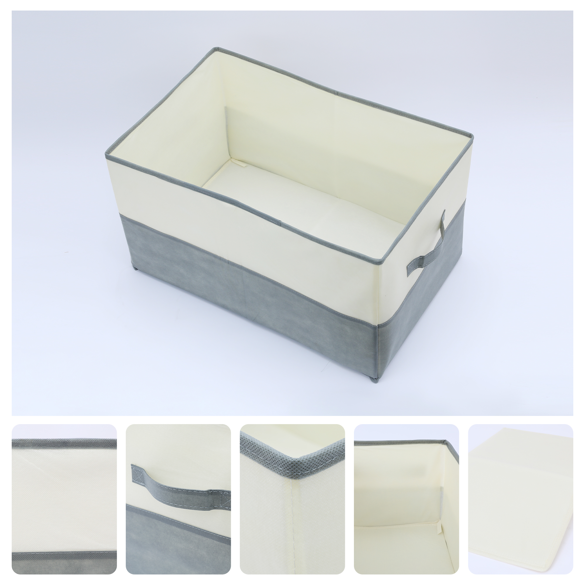 Unique Bargains Fabric Storage Cube Storage Bin Storage Basket Grey 21.7*13.8*12in