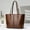 Coffee, variant on Retro Color Block Ladies Tote Shoulder Bag, Large Capacity Faux Leather Casual Shopper Purse for Work and Everyday Use