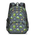 thumbnail image 2 of Alien UFO Medium Gray Pattern Backpack for School, Cute School Bag with Adjustable Shoulder Straps and Padded Back, 16.9"x12.6"x5.9", 2 of 5