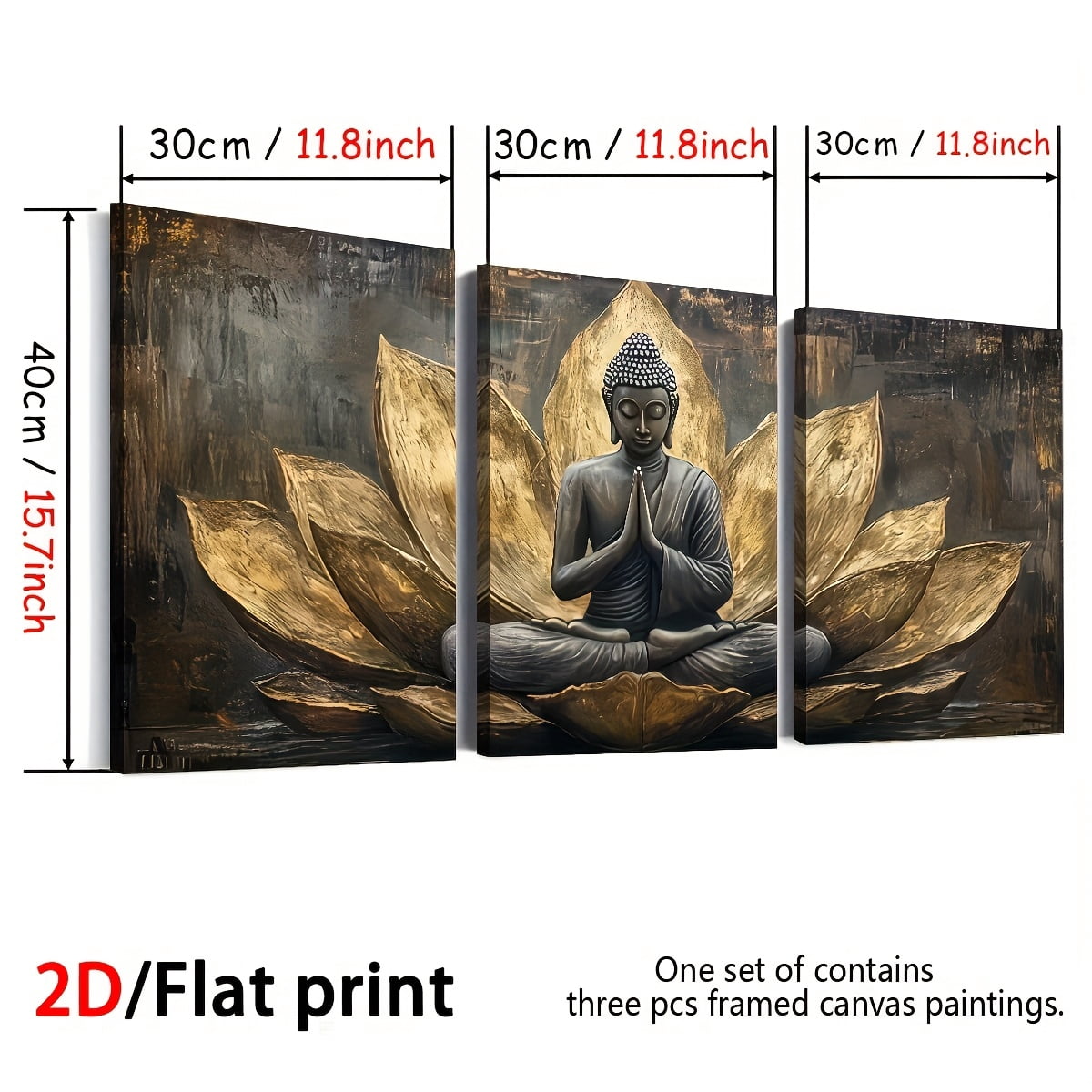 2D Flat, [2D/Flat Print] Framed Canvas Painting And Poster, Ready to Hanging, Retro Light Luxury Abstract Buddha Statue Faith Art, Home Decor, Wall Art, Room Decoration, Holiday Gift, Living Room
