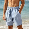 thumbnail image 2 of Gym Shorts Men Striped Drawstring Summer Loose Fitting Casual Sports Elastic Waist Straight Leg Workout Shorts Men With Pockets, 2 of 9