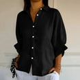 thumbnail image 5 of bnaln Womens Cotton Linen Shirts Solid Color 3/4 Sleeve Tops Dressy Casual Blouses Oversized Tshirts for Women Trendy V Neck Button Down Shirts Elegant Casual Bussines Work Blouse, 5 of 9