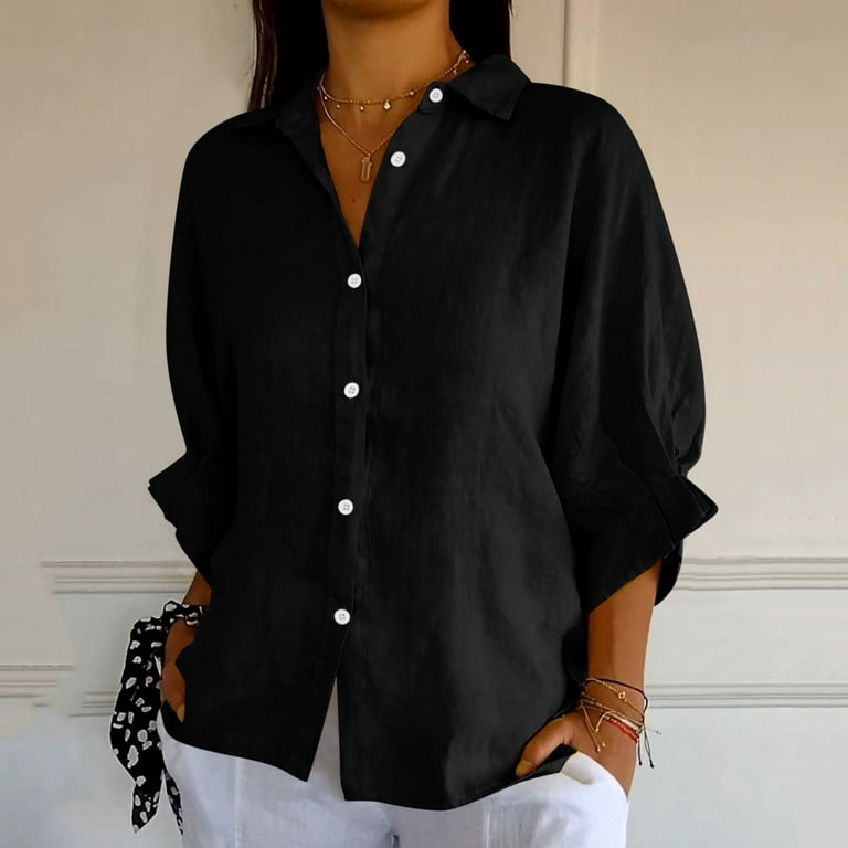 Uojfnhb Petite Blouses for Women 3 4 Sleeve Womens Tops with Bell Sleeves Ladies Petite Tops And Blouses Dressy Tunics Walmart