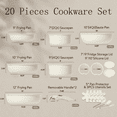 thumbnail image 2 of Carote 20 Pcs Nonstick Cookware Sets, Pots and Pans Set with Detachable Handle, White and Gold, 2 of 6