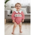 thumbnail image 4 of BemeyourBBs Baby Girl Christmas Romper Loose Striped Embroidered Infant Jumpsuit, 4 of 8