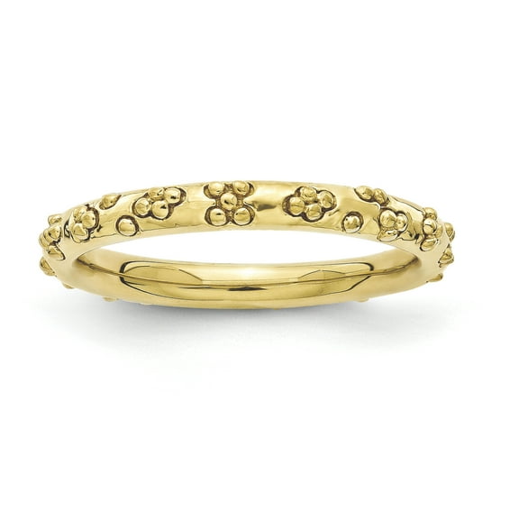 Sterling Silver Gold-Plated Textured Ring