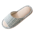 thumbnail image 2 of Xfvqtps Mens Womens Linen House Slippers Open Toe Slide Shoes Non Slip Indoor Casual Flat Comfy Couple Home Shoes, 2 of 7