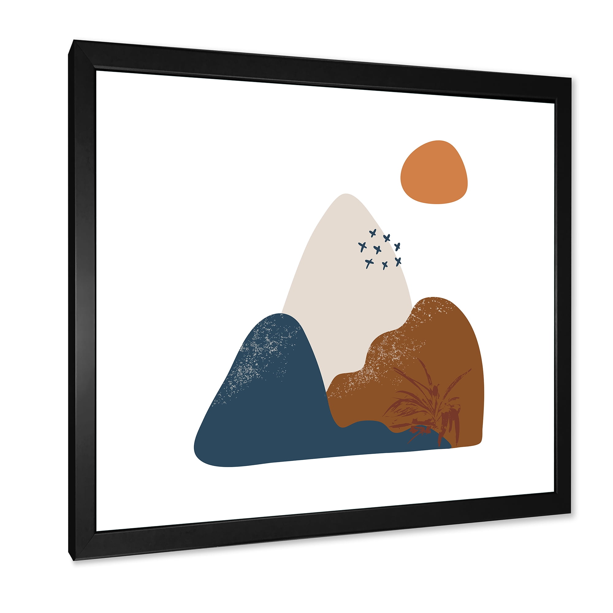 Designart 'Abstract Minimal Shapes Under Flowers VI' Modern Framed Art Print