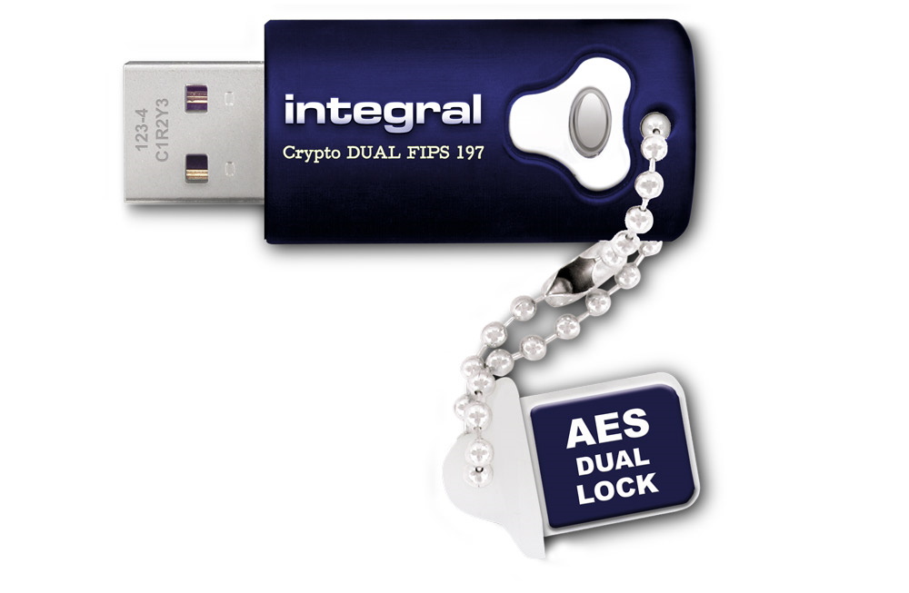 4GB Integral Crypto DUAL FIPS 197 Encrypted USB3.0 Flash Drive (AES 256-bit Hardware Encryption) - image 1 of 4
