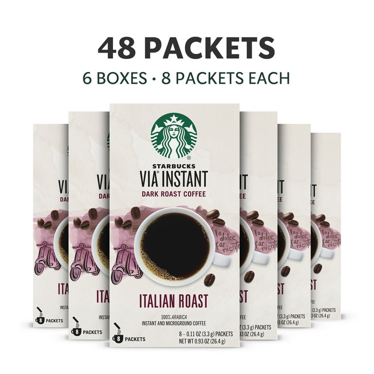 6 pack) Starbucks VIA Instant Italian Roast, Instant Coffee, Dark