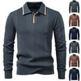 thumbnail image 2 of ZCFZJW Mens Knit Business Sweater Lightweight Long Sleeve Casual Quarter Button up Dress Worn Shirts Stylish Pullover Sweaters Brown L, 2 of 10