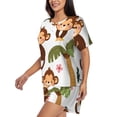 thumbnail image 2 of Fotbe Monkeys Swinging from Palms Print Pajama Set for Women 2 Piece Loungewear Short Sleeve Tops and Shorts Set Soft Sleepwear-3X-Large, 2 of 7