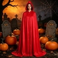thumbnail image 2 of UTSJKR Womens Full‑Length Floor‑Touch Hooded Cloak Cape for Witch Wizard Medieval Renaissance Halloween Cosplay Stage Party Costume Red, 2 of 6