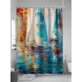 thumbnail image 5 of Abstract Boat Shower Curtain Set ，Waterproof Fabric Shower Curtains Color Oil Painting Minimalist Art Modernism Shower Curtains for Bathroom,Bathroom Decor 36"x72", 5 of 6