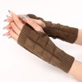 thumbnail image 3 of Vorkoi Knitted Fingerless Gloves for Women Winter Thumbhole Wrist Warmer Men Crochet Arm Warmers Hand Mittens, 3 of 4