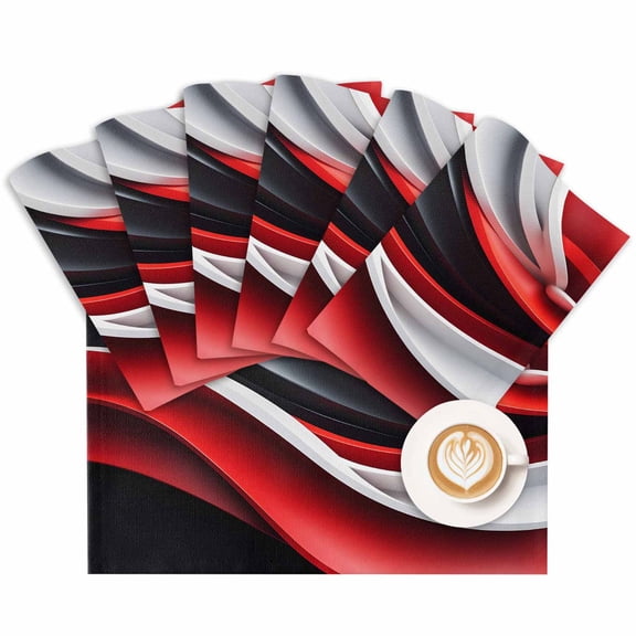 Placemat Red Black White Placemats for Dining Table Gradient Style Washable Table Mats for Party Kitchen Dining Decoration