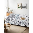 thumbnail image 3 of Grey Blue Botanical Couch Cover for 2 Cushion Sofa, Watercolor Spring Floral Summer Leaf Washable Loveseat Sofa Covers Slipcover for Sectional Sofas L-Shaped, Couch Throw Cover 71"x118", 3 of 9