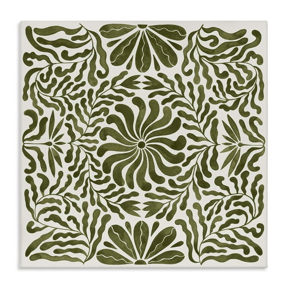 Stupell Industries Symmetric Flower Pattern Abstract Painting Wrapped Canvas Art Print Wall Art, 17 x 17