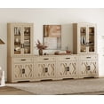 thumbnail image 7 of WAMPAT Farmhouse Entertainment Center with Bookshelf for TVs up to 70",Mid Century Modern TV Stand with 73"H Tall 5-Tier Bookcase with Open Storage and Barn Doors for Living Room,Bedroom,Beige, 7 of 7