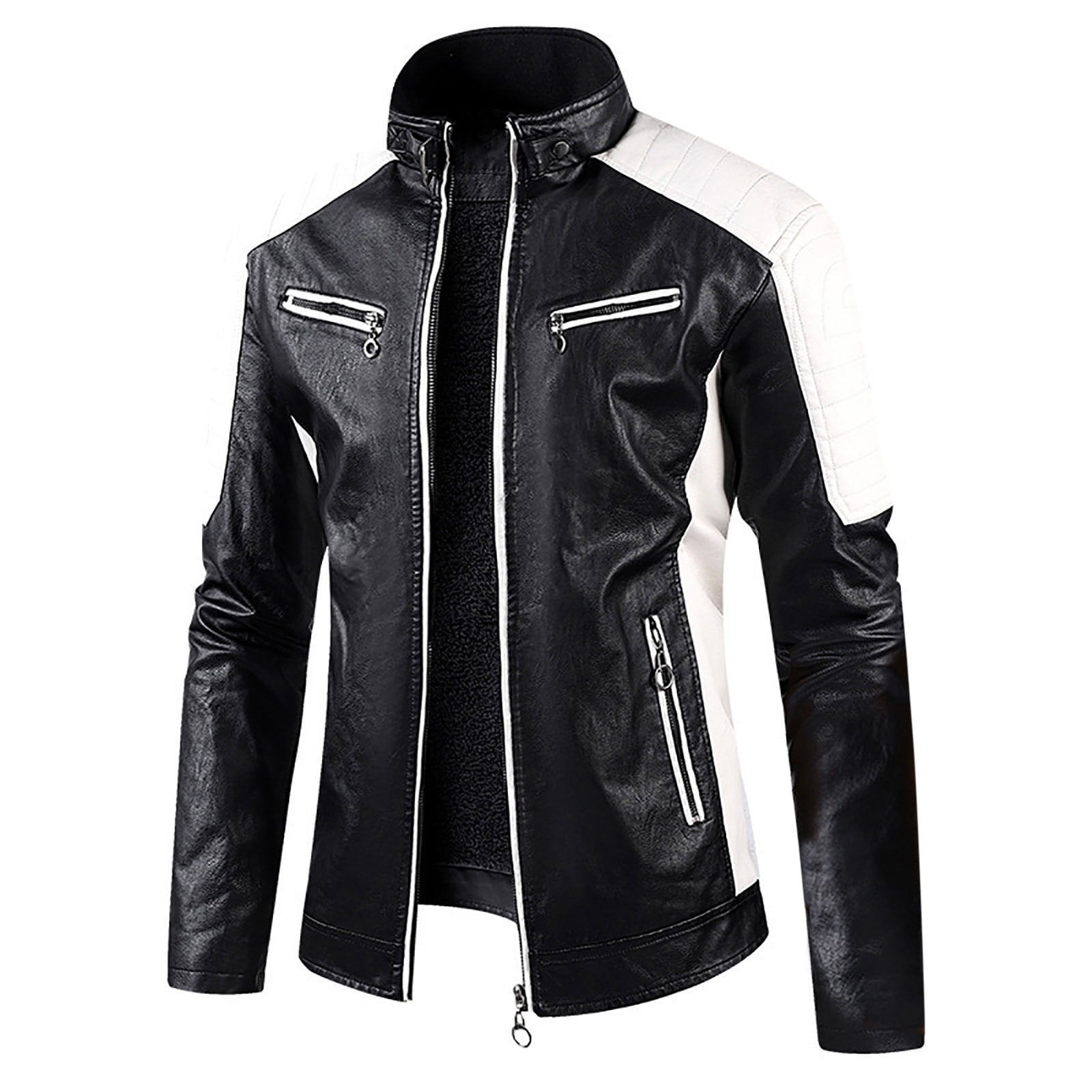 UIOKLMJH Autumn Retro PU Leather Jacket for Men Loose