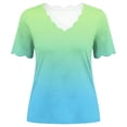 thumbnail image 7 of Ichuanyi Womens Summer Tops Trendy Gradient Color Print Short Sleeve Tshirts Shirts V Neck T Shirts Fashion, 7 of 7