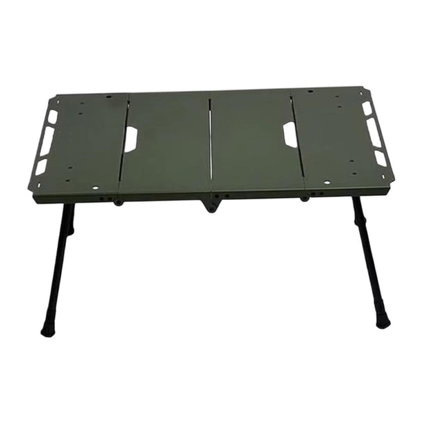 Mesa plegable para acampar con patas ajustables sólidas mesa de campamento ultraligero plegable Verde
