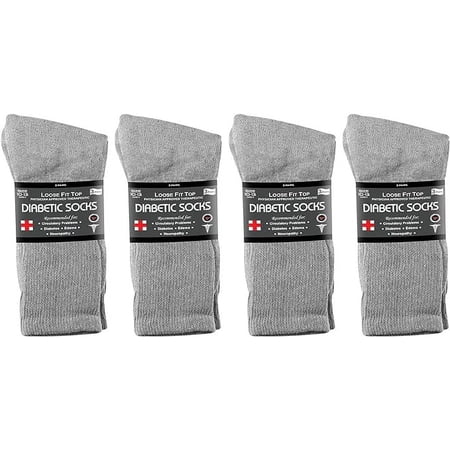Nobles Health Care Choice Diabetic Crew Socks - 12 Pair 10-13 Gray