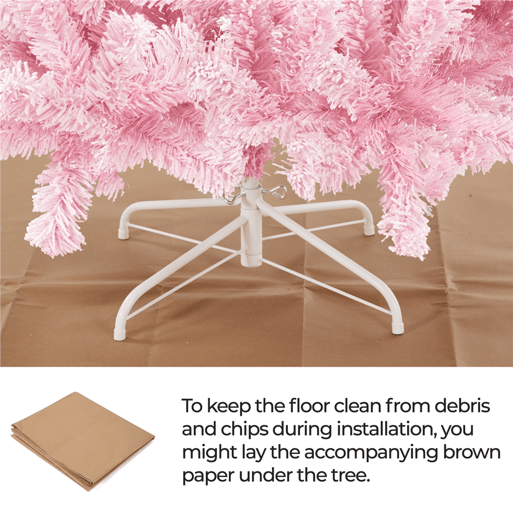 Alden Design 6Ft Unlit Flocked Artificial Christmas Tree with Foldable Stand, Pink Gradient