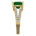 thumbnail image 3 of 2.48ct Princess Cut Precious Gemstone Green Emerald Real 18k Yellow Gold Robotic Laser Engraving Everlasting Unique Art Deco Statement Bridal Wedding Designer Ring Size 3.5, 3 of 5