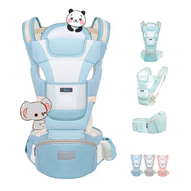 Mochila Porteo Ergonómico Cangurera Bebe Portabebes 4 En 1 Azul Baby Gaon Ergonomico