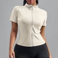 thumbnail image 4 of GUACER Short Sleeve Zip-Up Yoga Jacket for Women High Neck Athletic Top Slim Fit for Gym & Pilates, 4 of 5